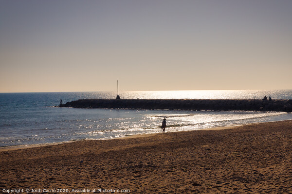 Against light of the beach of the Ribera de Sitges, Catalonia, S Picture Board by Jordi Carrio