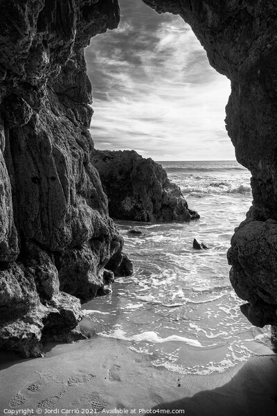Rocky Portal to the Ocean - C1902-4804-BW Picture Board by Jordi Carrio