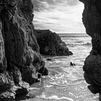 Buy canvas prints of Rocky Portal to the Ocean - C1902-4804-BW by Jordi Carrio