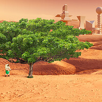 Buy canvas prints of Astronaut growing tree on red planet by Svetlana Radayeva