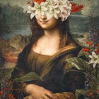 Buy canvas prints of Abstract art collage of Leonardo da Vinci Portrait of Mona Lisa del Giocondo and flowers by Svetlana Radayeva
