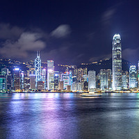 Buy canvas prints of Hong Kong night cityscape. View from Victoria Harb by Svetlana Radayeva