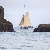 Buy canvas prints of Yacht sailing between rocks in the Isles of Scilly by Simon Marlow