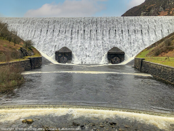 Cascading water in the Elan Valley, Powys, Wales Picture Board by Simon Marlow