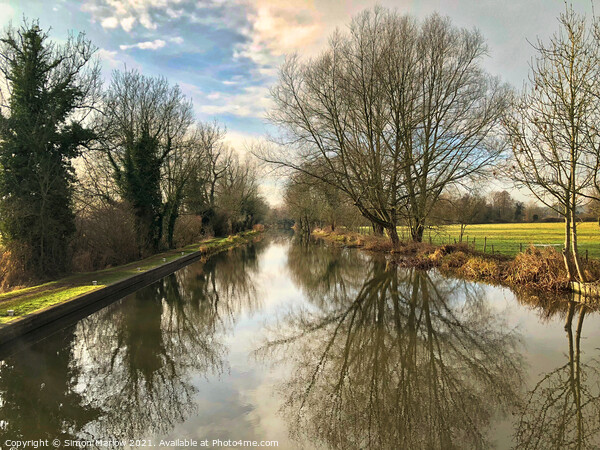 Autumn reflections on the Kennet and Avon Canal Picture Board by Simon Marlow