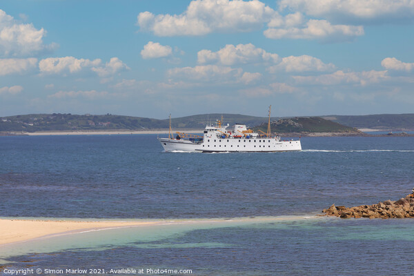 The Scillonian arriving in the Isles of Scilly Picture Board by Simon Marlow