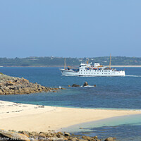 Buy canvas prints of The Scillonian arriving in the Isles of Scilly past the headland by Simon Marlow