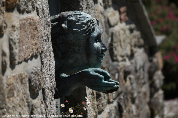 Garden water sculpture at Abbey Gardens, Tresco, I Picture Board by Simon Marlow