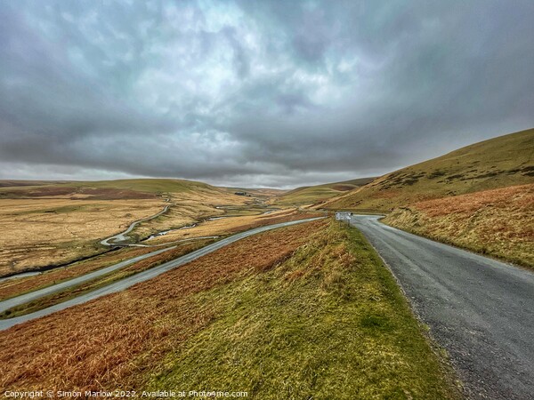 Mountain road in Wales between Elan Valley and Rhayader Picture Board by Simon Marlow