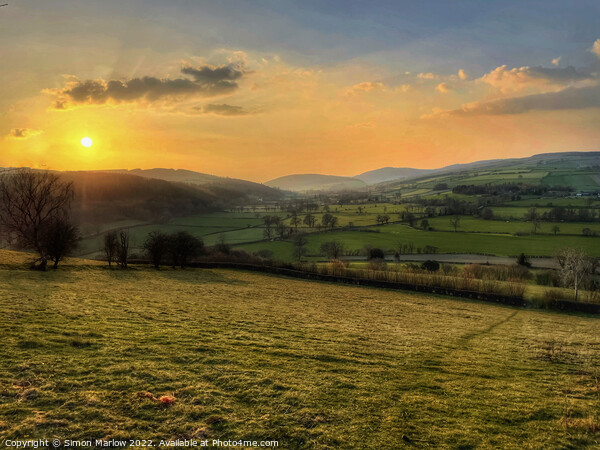 Evening light in South Shropshire Picture Board by Simon Marlow