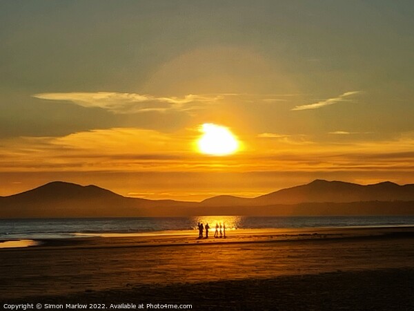 Majestic Sunset Over Harlech Beach Picture Board by Simon Marlow
