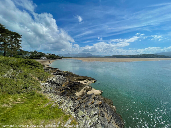 Looking across the sand at Borth Y Gest in North Wales Picture Board by Simon Marlow