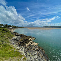 Buy canvas prints of Looking across the sand at Borth Y Gest in North Wales by Simon Marlow