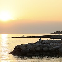 Buy canvas prints of Beautiful sunset at Porec in Croatia by Simon Marlow