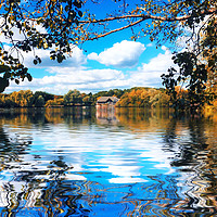 Buy canvas prints of Beautiful reflections at Thatcham, Berkshire by Simon Marlow