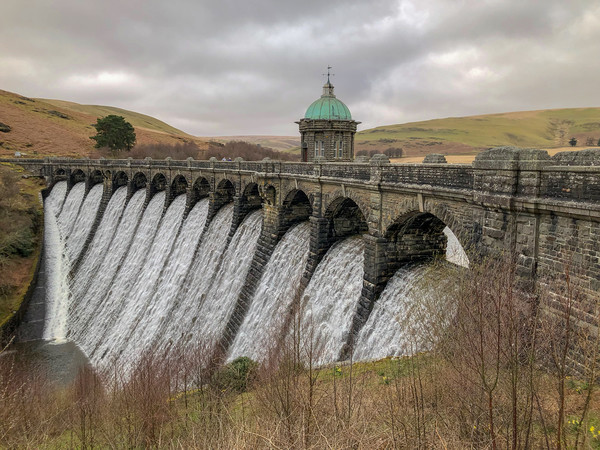 Majestic Waterfall at Elan Valley Dam Picture Board by Simon Marlow