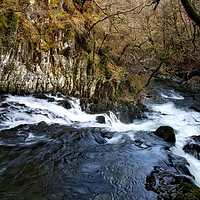 Buy canvas prints of Looking down Swallow Falls, North Wales by Simon Marlow