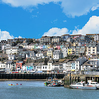 Buy canvas prints of The colourful houses of Brixham in Devon by Simon Marlow