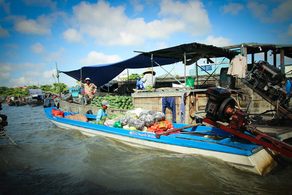 River boat on the Mekong Delta at Hoi An Picture Board by Simon Marlow