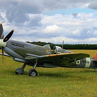 Buy canvas prints of Spitfire at White Waltham, Berkshire by Simon Marlow