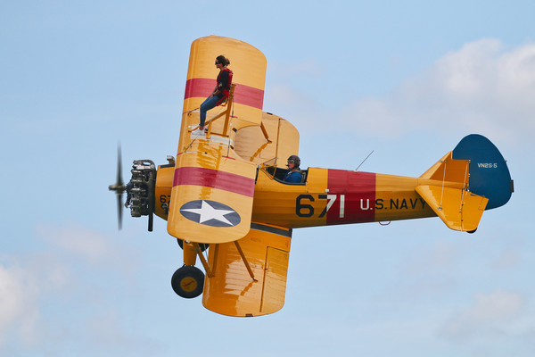 Thrilling Wing Walk on Vintage Biplane Picture Board by Simon Marlow