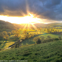 Buy canvas prints of Breathtaking sunset over Clun Valley by Simon Marlow