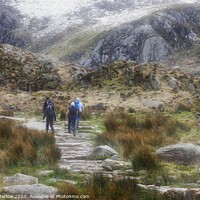 Buy canvas prints of Hiking at Llyn Idwal in Snowdonia National Park, W by Simon Marlow