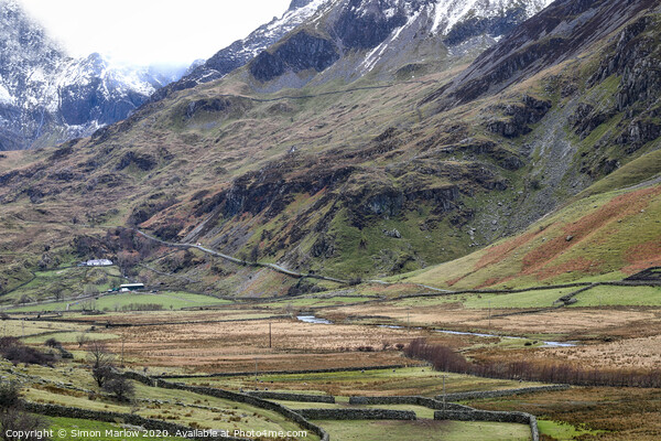 Ogwen valley in Snowdonia National Park, North Wal Picture Board by Simon Marlow