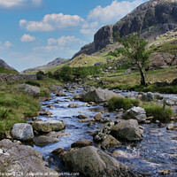 Buy canvas prints of Looking up the river at Capel Curig, Snowdonia by Simon Marlow