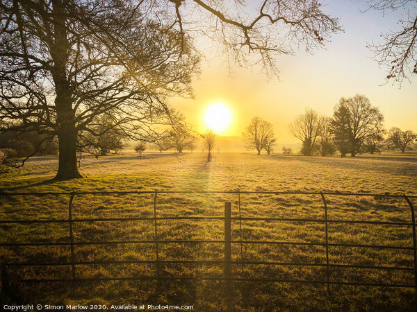 Golden Sunrise Over South Shropshire Picture Board by Simon Marlow