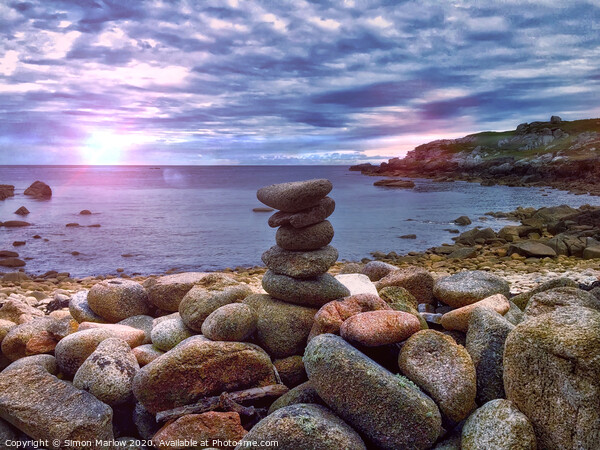 Serene Stacked Pebbles Picture Board by Simon Marlow