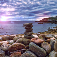 Buy canvas prints of Serene Stacked Pebbles by Simon Marlow