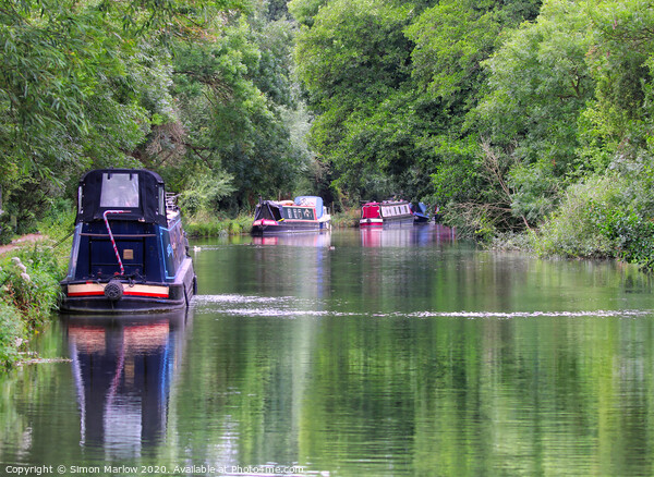 Barges on the Kennet and Avon Canal Picture Board by Simon Marlow