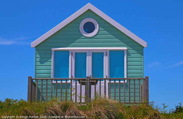Blue Beach Hut at Hengistbury Head Picture Board by Simon Marlow
