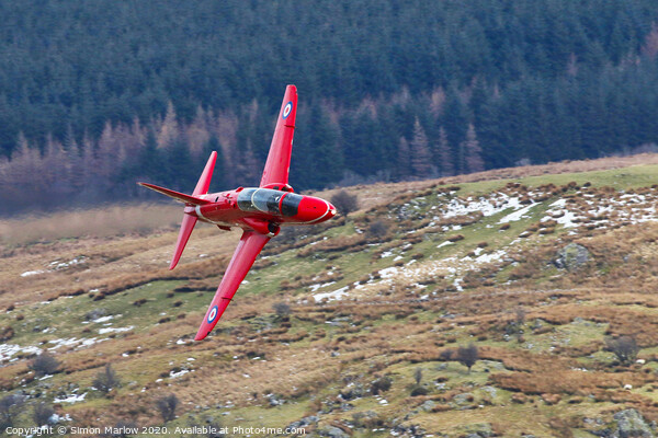 Red Arrows Hawk low level in North Wales Picture Board by Simon Marlow