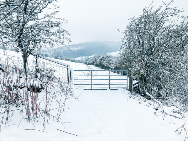 Beautiful snow scene of South Shropshire Picture Board by Simon Marlow