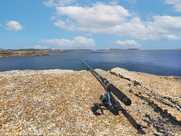 Fishing off the rocks at St Marys, Isles of Scilly Picture Board by Simon Marlow