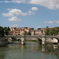 Buy canvas prints of Bridge Ponte Vittorio over Tiber river in city of  by Arun 