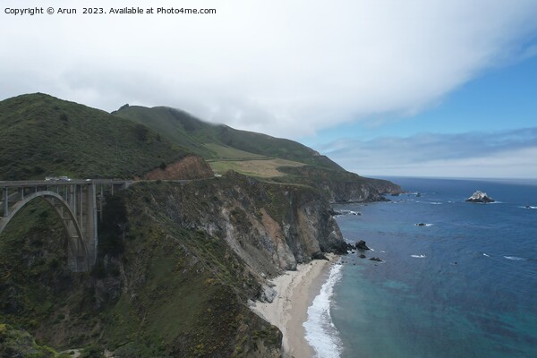 Windswept cliffs and Pacific ocean from Highway one Calfifornia Picture Board by Arun 