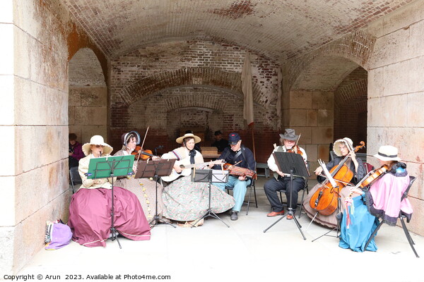 Band playing, Civil War Reenactment,fort point, San francisco Picture Board by Arun 