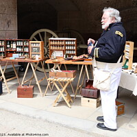Buy canvas prints of Vendors selling supplies, Civil War Reenactment,fort point, San  by Arun 
