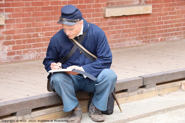 Artist sketching, Civil War Reenactment,fort point, San francisc Picture Board by Arun 