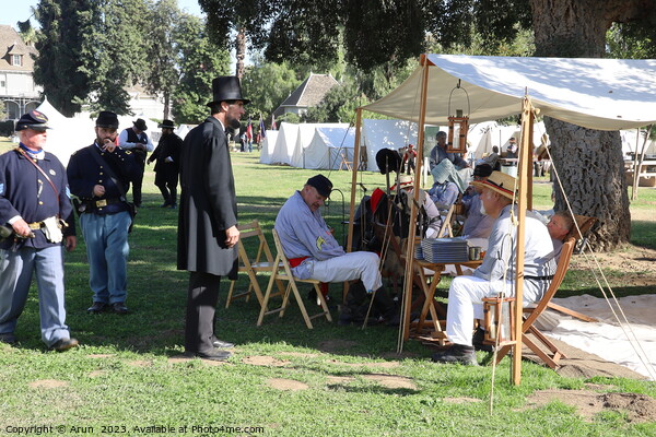 Civil War Reenactment Fresno California, Abraham lincoln with the troops Picture Board by Arun 