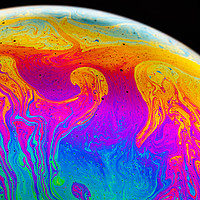 Buy canvas prints of Rainbow soap bubble on a dark background by Przemek Iciak