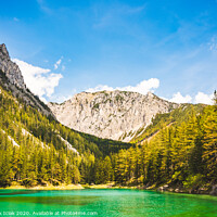 Buy canvas prints of Gruner See, Austria Peaceful mountain view with famous green lake in Styria. Turquoise green color of water. Travel destination by Przemek Iciak