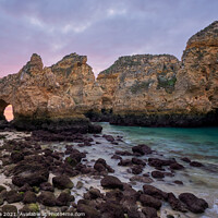 Buy canvas prints of Ponta da Piedade in Lagos at sunrise, in Portugal by Luis Pina