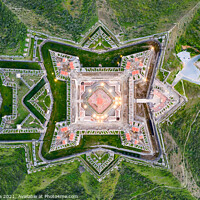 Buy canvas prints of Elvas Fort drone aerial top view of Forte Nossa Senhora da Graca in Portugal by Luis Pina