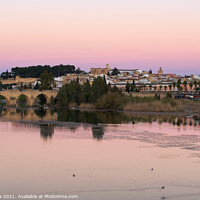 Buy canvas prints of Badajoz city at sunset with river Guadiana in Spain by Luis Pina