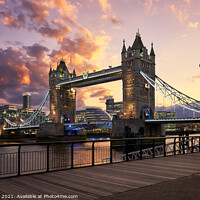 Buy canvas prints of Tower Bridge at sunset in London by Luis Pina