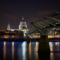 Buy canvas prints of St. Paul's Cathedral and Millenium Bridge in London at night, in England by Luis Pina